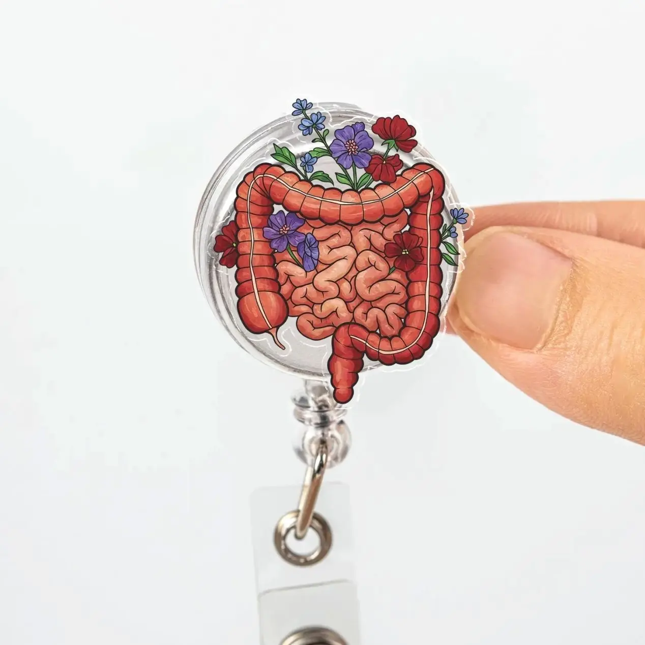 Anatomical Gut Badge Reel, GI Nurse Digestive System ID Holder, Funny Colon Gastroenterology Medical Badge Clip FYA
