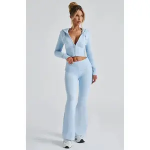 2PieceKnitSetsWomen'sTrendySlimFitHoodedSweatsuitsetscasualloungewearsportyfashiontwopieceoutfitautumnwintertracksuit