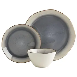 Tabletops Unlimited 12-Piece Bella Grey Dinnerware Set