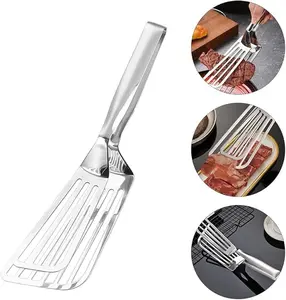 Stainless Steel Spatula Tongs for Cooking Fish Gripper Handy Pizza Clip Slotted Double Spatula Grill Tongs Metal s for Kitchen Use Fish