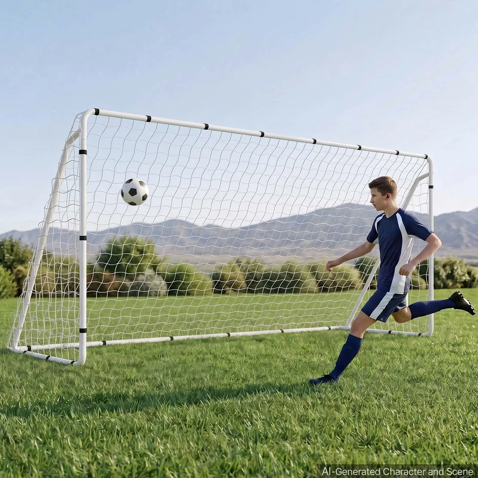 VEVOR Soccer Goal 12 x 6 FT Soccer Goal for Backyard with Iron Frame PE Net, Portable & Durable Set, High-Strength Net, Ground Stakes, Straps, for Youth & Adults Outdoor Backyard Practice Training