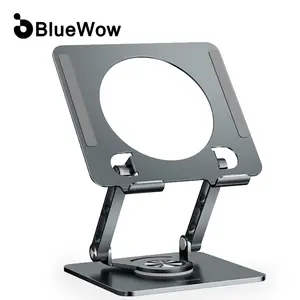 BlueWow Tablet Stand Holder with Thickened 360° Rotating Base Dual Rod Adjustable Stand for All 5-13” iPad Samsung Phone Tablet Kindle E-Reader, Cooler Compatible