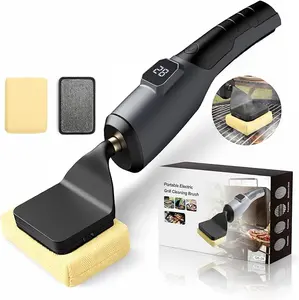 Electric Grill Brush - Bristle Free Grill Brush for Outdoor Grill, Cordless BBQ Grill Cleaner with 3 Heads, Rechargeable 240 Mins Runtime Barbecue Grill Cleaning Brush