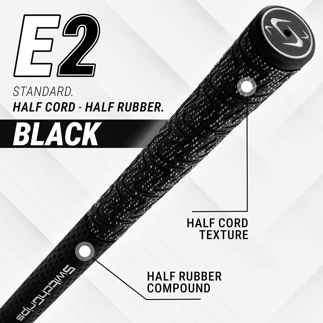 Hybrid Golf Grips, Standard Size with Textured Moisture Wick Cord Upper and Soft Rubber Lower for a Relaxed Hold, Lightweight 47g, USGA Approved, Brushed Cotton, Hybrid Grip