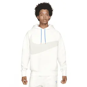 Men's Nike White/Gray Sportswear Swoosh Tech Fleece Pullover Hoodie