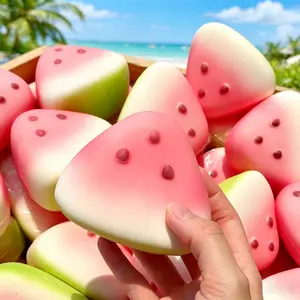 Realistic Watermelon Slice Squishy Toy Slow Rising Soft Squeeze Fidget Toy Cute Fruit Stress Relief Sensory Play Toy Portable Leisure Hobby Playthings Fun Entertainment Toy Gift for Kids Teens Adults Daily Relaxing Game Toy