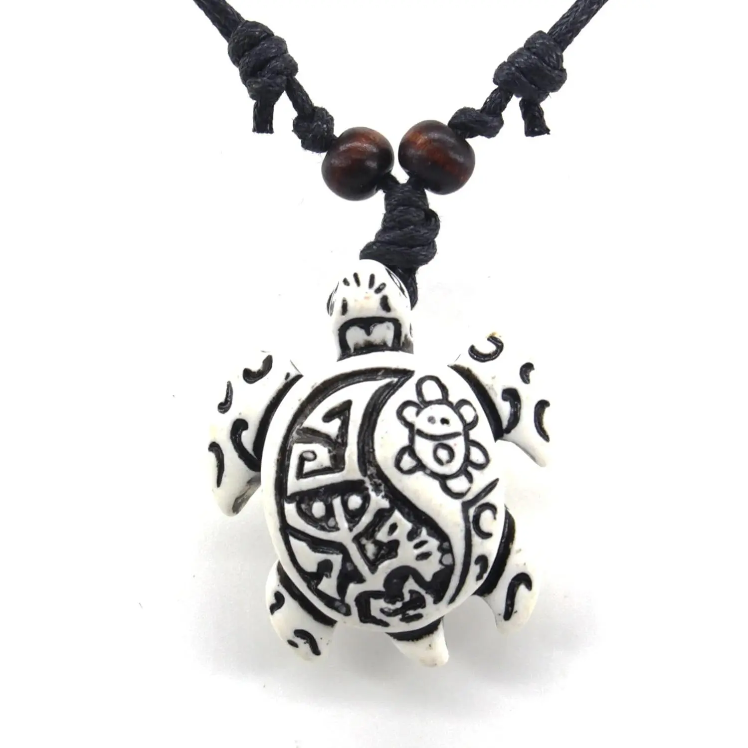Jewelry Necklace with Hawaiian Sea Turtle Resin Pendant, Vintage Surfer Style Adjustable Cord for Women and Men, Daily Wear Necklace