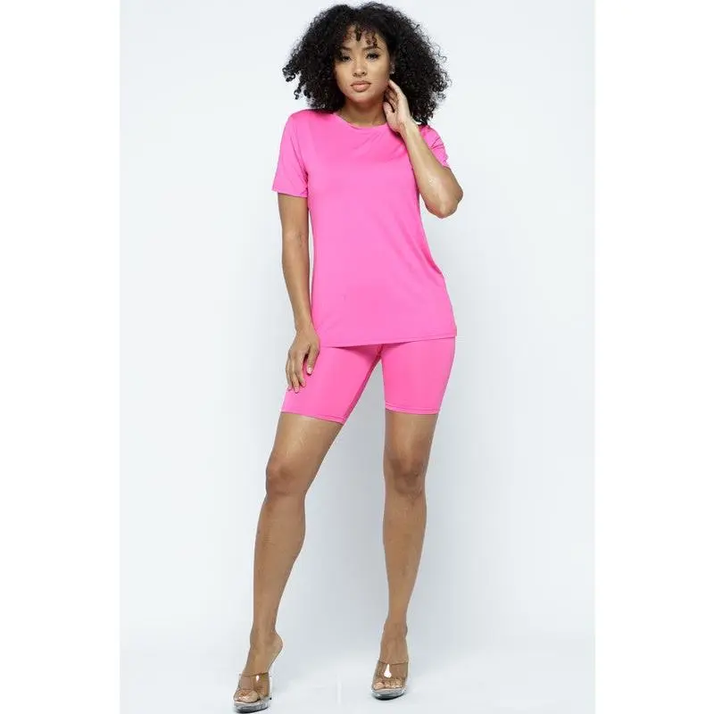 SOLID TOP AND BIKER SHORTS SET