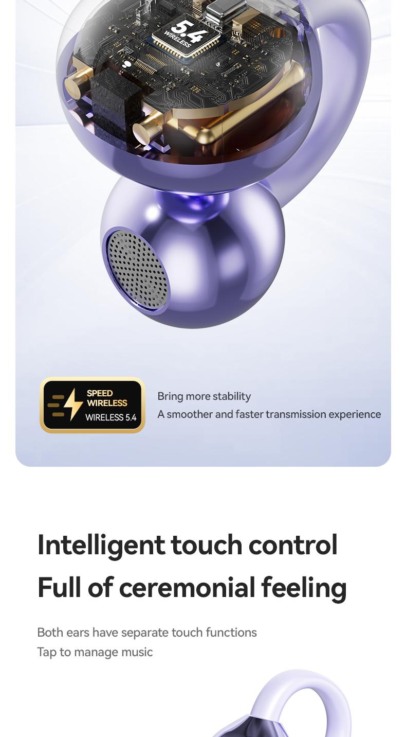 Clip-On Earbuds Gen 3, Open-Ear Wireless Bluetooth 6.0 Headphones with Mic, Secure Fit for Small Ears & Glasses Wearers, 50H Playtime, ENC, IPX5 Waterproof Sport Ear Buds