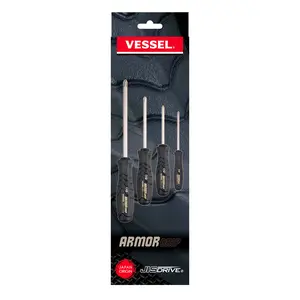 Vessel Tools 550APH4PBU ARMOR GRIP Screwdriver Set, 4 Pc.