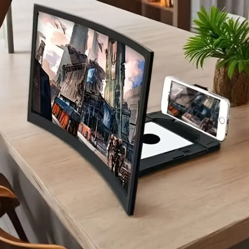 12-Inch 3D HD Curved Phone Screen Magnifier, Lazy Person Cellphone Stand, Cell Phone Holder, Amplified Projection Screen, Convenient Mobile Accessory