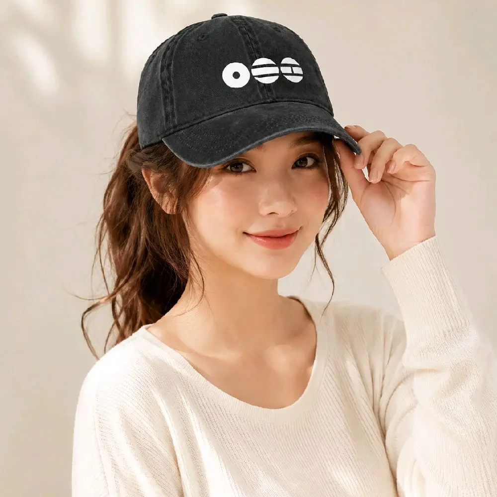 Kpop-Inspired Cotton Baseball Cap with High-Quality Vinyl Print - Ponytail Back Opening, Casual Fashion Apparel for Concerts, Women's Fashion, Graphic
