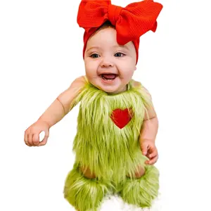 Toddler Baby Boys Girls Christmas Clothes Set Cute Sleeveless Romper Headband with Leg Warmer Costumes Set