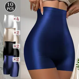 QUASTI 10-Packs Seamless Safety Panties for Ladies High Waist with Elasticity Milk Silky Boyshorts Panties Comfy for Dailywear Tummy Control Panties with Breathable Skin Friendly Fabric S-XXL