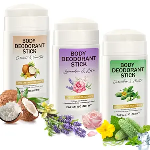 3COUNTS,Lavender & Rose/Cucumber & Mint/Coconut & Vanilla Body Deodorant Stick, 1 Box Aluminum-free Body Deodorant Stick, Body Odor Remover for Women and Men