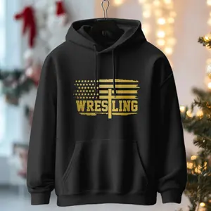 Christian Wrestling American Flag Vintage Patriotic Wrestler Pullover Hoodie