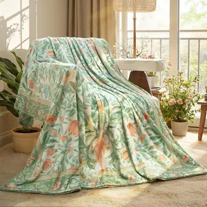 Floral Flannel Blanket for Women Girls Dorm Boho Decor, Small Throw Blanket for Couch Bed Chair Cover Lightweight, Whimsical Flannel Blanket Throws Mom Gift Spring Home Decor,Bird Green