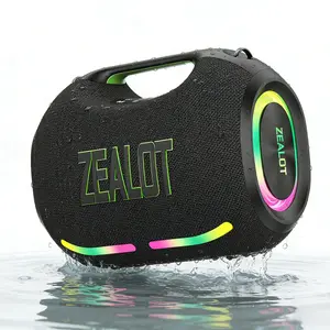 Outdoor Bluetooth Speaker ZEALOT, 120W High Power HIFI, IPX7 Waterproof, 24000mAh Battery, RGB Rhythm Lights, Handheld & Shoulder Strap, DSP/PD/Power Bank/BT5.4, Suitable for Beach, Pool, Gift.