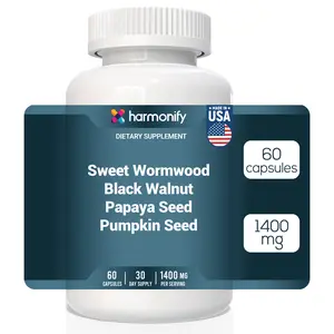HARMONIFY Sweet Wormwood, Black Walnut, Papaya Seed & Pumpkin Seed – Herbal Cleanse & Detox Support – 1400mg Formula – 60 Vegan Capsules – Made in USA – Energy, Hormonal & Mood Balance