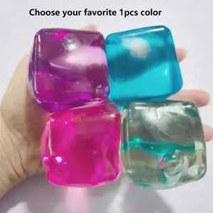 Stress Relief Cube Sensory Toy, Stress Cubes, Slow Rise Squeeze Toy, Squishy Cube, Soft Gel Ice Block, Portable Office Stress Reliever, for Adults and Kids