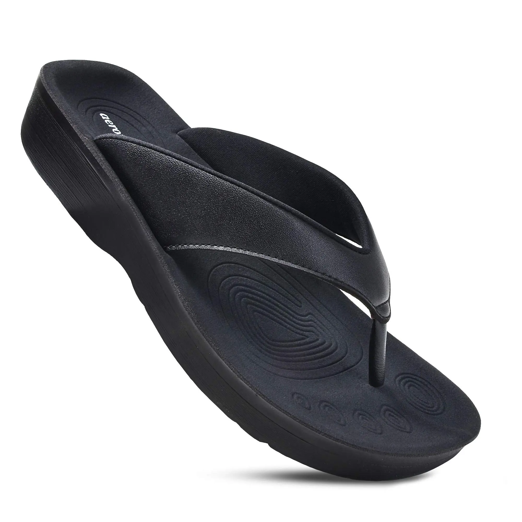 AEROTHOTIC – Pearly Flip Flops for Women - Synthetic Leather - Padded Straps - Non-Slip Sole Casual Flat Sandals Lightweight Strappy Sandals