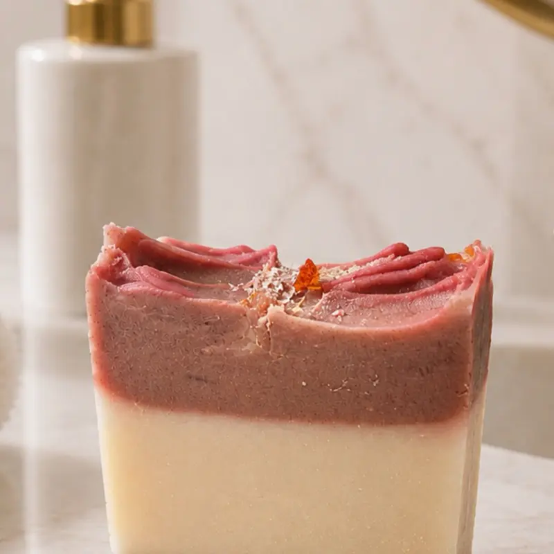 Rhubarb Glow Artisan Cold Process Soap Bar with Yogurt and Kaolin Clay