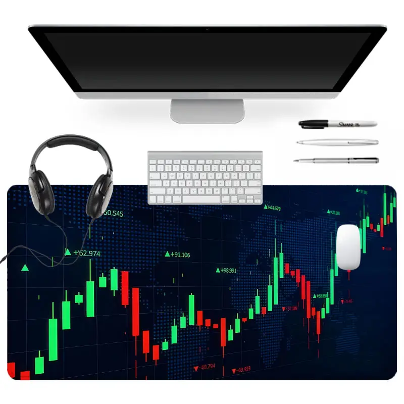 Forex & Stock Trading Gaming Mouse Pad Candlestick Chart Design Mouse Pads for Desk XXL Mouse Pad for Laptop Extended Mouse Pad 35x16Inch Non-Slip Rubber Base Stitched Edge Suitable for PC Gamers Office Workers & Home Use Mousepad