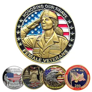 USA 250th Anniversary Commemorative Coin, Female Veterans Challenge Coin, History Gift for Coin Enthusiasts, Adults