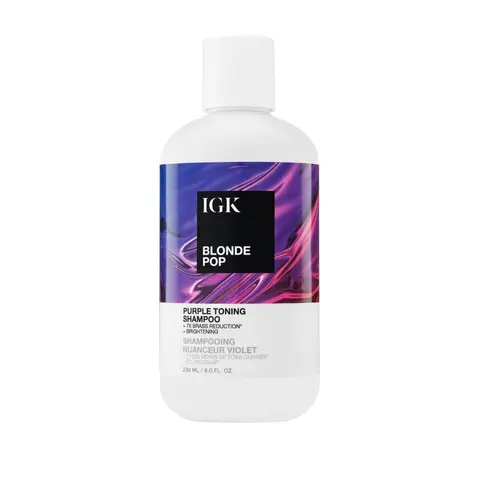 IGK BLONDE POP Purple Toning Shampoo | Brighten + Neutralize Brass | Vegan + Cruelty Free | 8 Oz