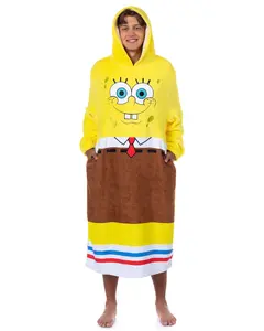 SpongeBob SquarePants Costume Adult Fleece Oversized Blanket Hoodie Sleeper Pullover Pajama Loungewear SpongeBob SquarePants Costume Adult Fleece Oversized Blanket Hoodie Sleeper Pullover Pajama Loungewear