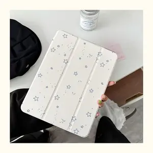 Blue star pattern, flip cover pen holder anti-drop, foldable, non-slip, adjustable stand and flexible hybrid protective cover, suitable for iPad mini, iPad Air, iPad Pro iPad 10th generation, 11th generation and other series of tablet cases