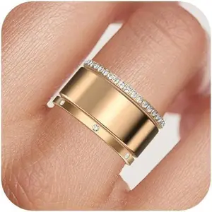 2-Pack 14K Gold Plated Stacking Rings for Oura Ring Gen 4/Oura Ring Gen 3, Cubic Zirconia Simulated Diamond Stack Rings for Women