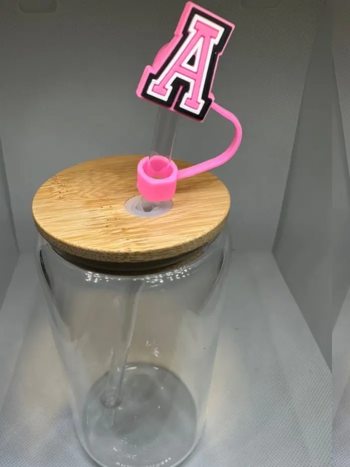 Silicone letters straw topper for tumblers