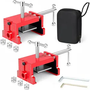 2Pack Cabinet Clamps for Installing Cabinets, Face Frame Clamps & Claw for Cabinet, Essential Cabinet Tools with 3 Sizes Hole Drilling Guide for Precise Alignment & Installation