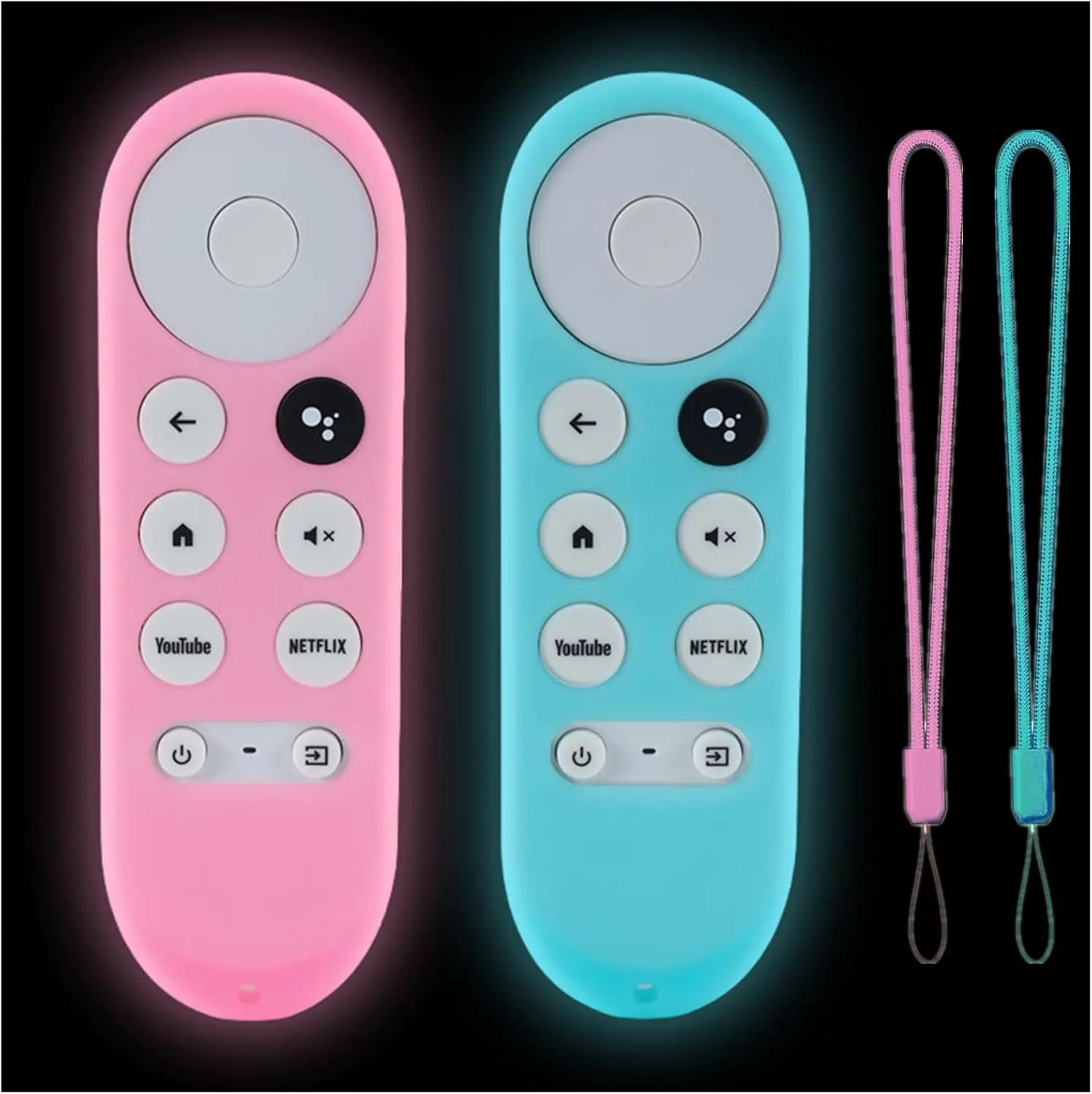 2Pack  Remote Cover Compatible with 2020 Chromecast with  TV Voice Remote Glow in The Dark Glow Pink & Glow Sky Blue