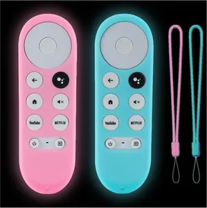 2Pack  Remote Cover Compatible with 2020 Chromecast with  TV Voice Remote Glow in The Dark Glow Pink & Glow Sky Blue