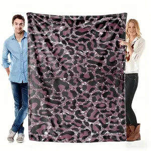 Glitter Purple Leopard Print Blanket Soft Warm Cozy Flannel Throw Blanket for Sofa Couch Bed Home Decor Lightweight Blanket  Applies to Super soft  decorative sofa/sofa/bedroom