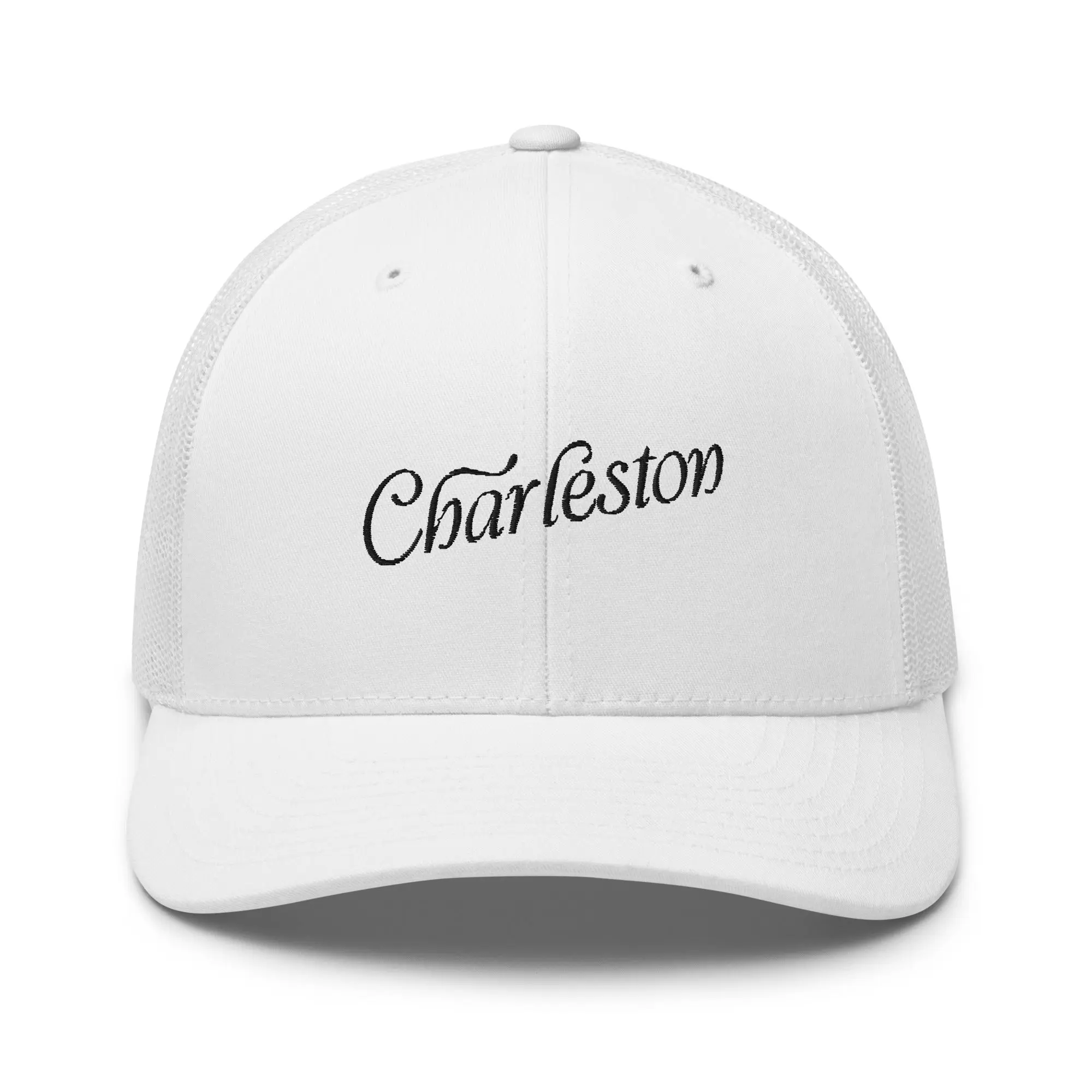 Charleston South Carolina Embroidered Trucker Hat | Black Thread