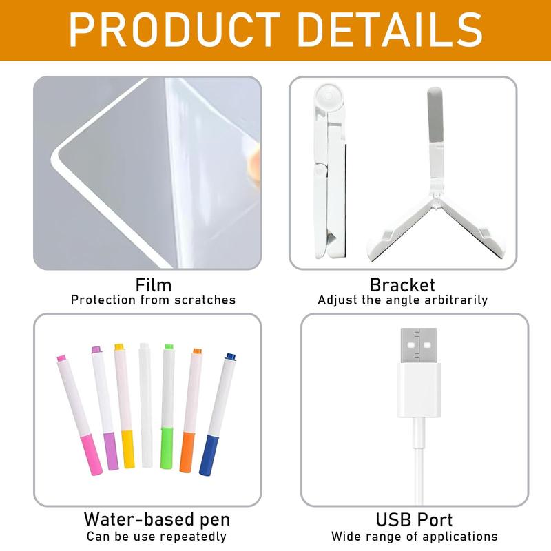 Lumiboard   LED Noteboard 13.8"x10" Acrylic Dry-Erase Board with Stand for Children's Educational Activities