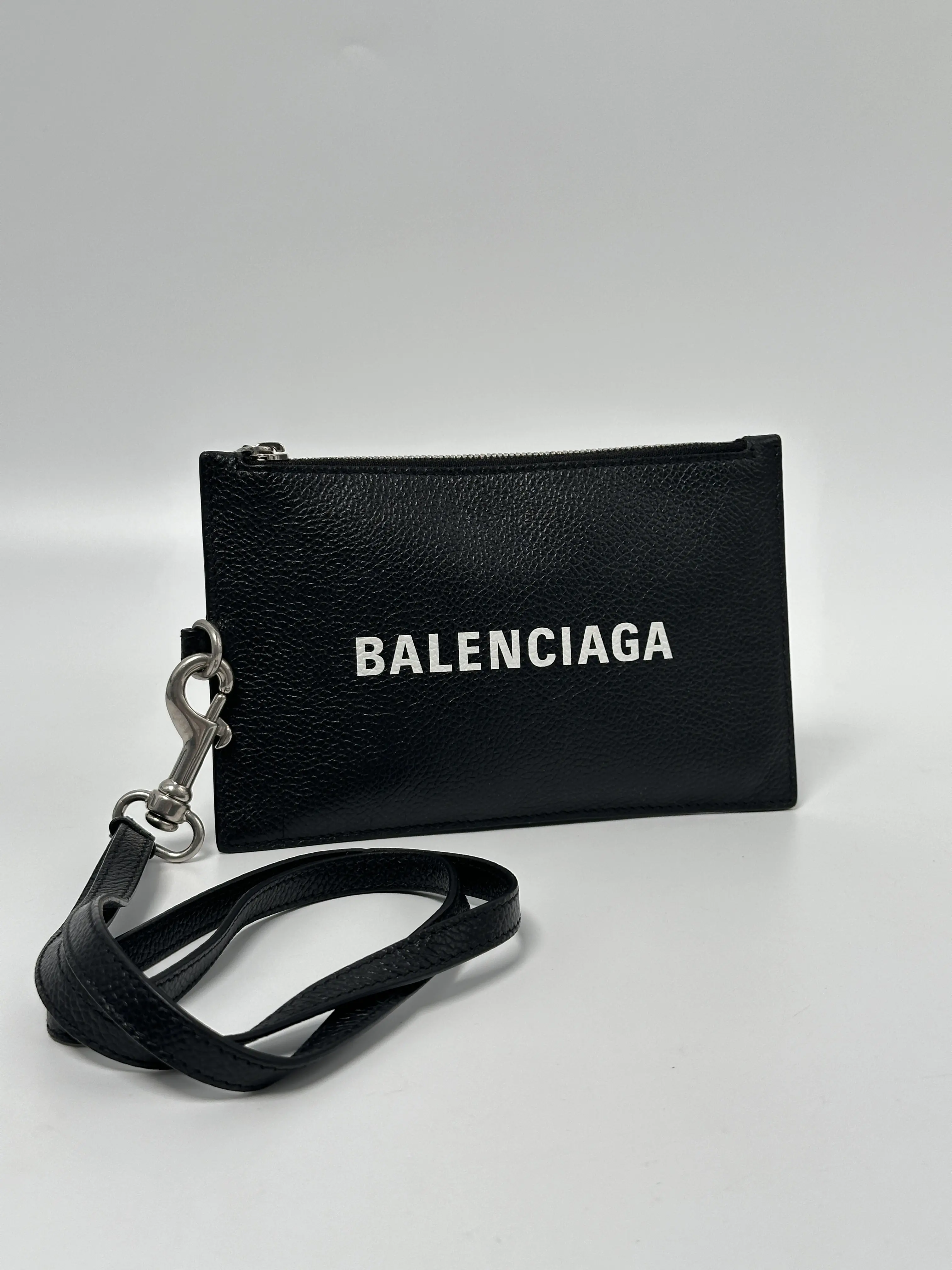 Pre-owned Balenciaga leather Wallet Cash Logo Zip Pouch with Strap JD726BB