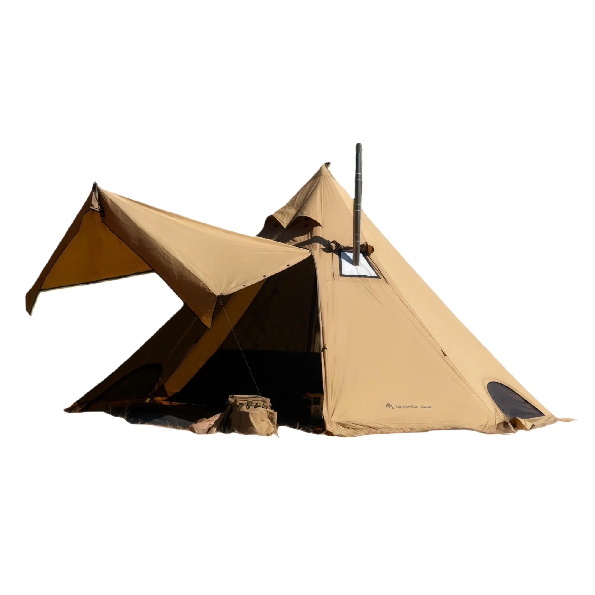 3-4 Persons Polyester 4-Season Frame Hot Tent with Stove Jack, Snow Skirt – Windproof, Waterproof Camping Tent for Hiking, Winter Backpacking