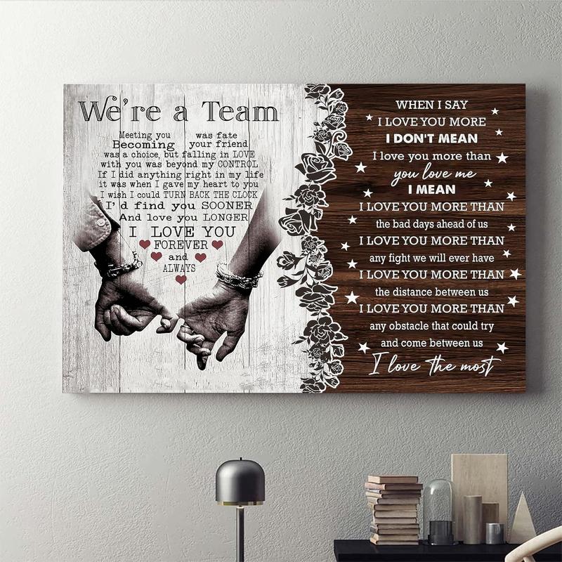 Personalized We're A Team Couple Poster for Him, Her, Husband Wife Christmas Birthday Anniversary Couple Lover Custom Name Poster Canvas Print Wall Art Home Decor Picture for Bedroom LivingRoom