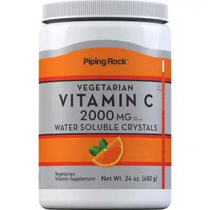 Piping Rock Vitamin C Powder | 24 oz | 2000mg | Water Soluble Crystals | as Ascorbic Acid | Vegetarian, Non-GMO, Gluten Free Supplement