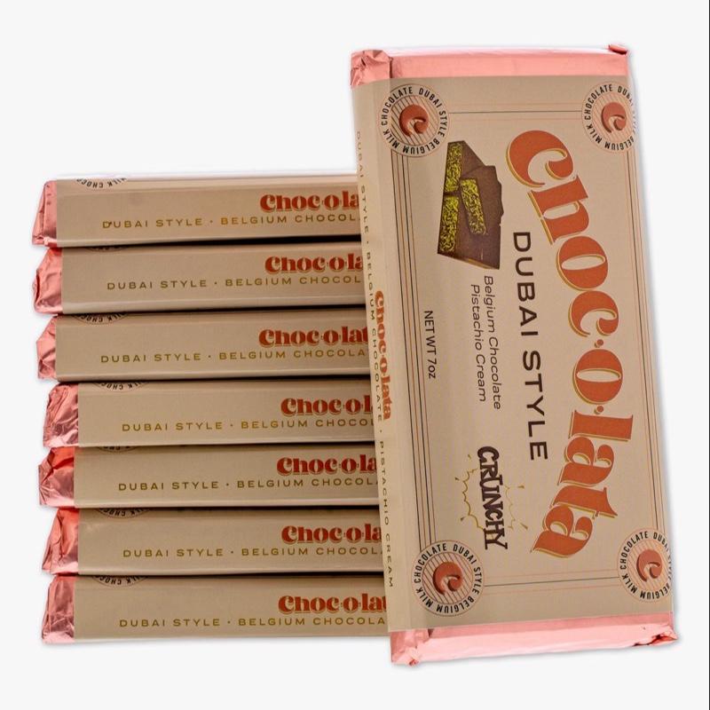 Chocolata Dubai Style Belgium Chocolate Bar with Pistachio - Dessert Snack, Net Weight 7.5 oz Bonbon
