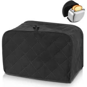 Black 2-Slice Universal Quilted Toaster Cover, Polyester Cotton Bread Maker Cover, Dust & Fingerprint Protection for Kitchen Appliance