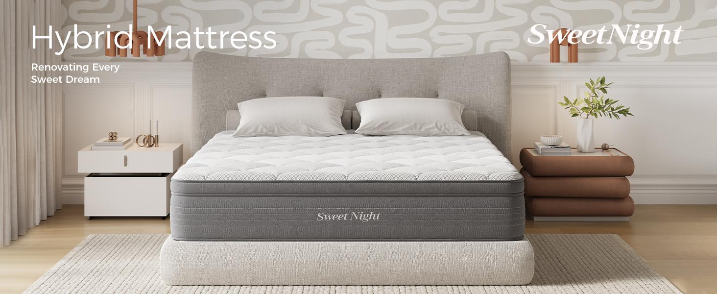 Sweetnight 14/16 inch Medium Gel Memory Foam Hybrid Mattresses, CertiPUR-US, OEKO-TEX Certified
