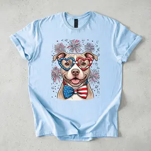 Cute Pitbull 4th of July Shirt - Patriotic American Flag Dog Tee