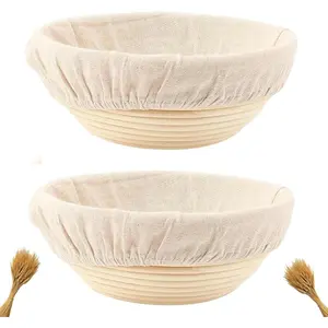 Proofing Baskets for Sourdough Bread Baking, 2 Pack Banneton Bread Proofing Basket 9 inch Round Proofing Bowls for Sourdough Bread with Liner Making Baking Fermentation Tools Supplies