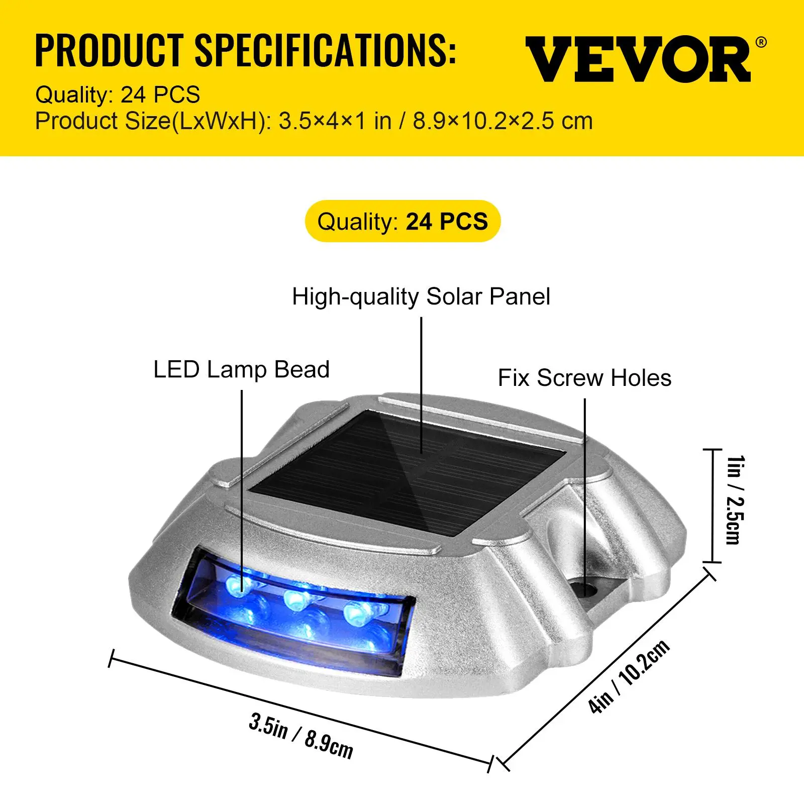 【Summerfinds】VEVOR Driveway Lights 24-Pack,  Solar Driveway Lights with Switch Button, Solar Deck Lights Waterproof, Wireless Dock Lights 6 LEDs for Path Warning Garden Walkway Sidewalk Steps, LED Bright Blue