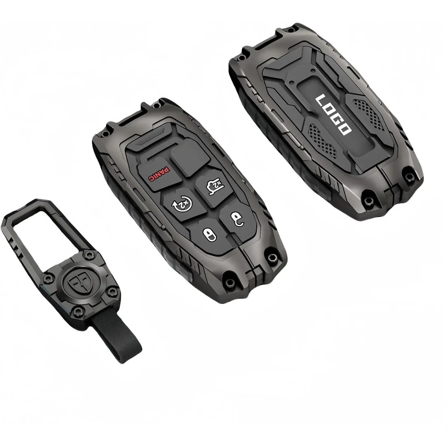 Heavy Zinc Alloy Key fob Cover, Keychain, Key Case, Accessories Compatible with Jeep Grand Cherokee Renegade Dodge Durango Challenger Wrangler Patriot Grand Comander Journey Fiat Dart Chrysler 200 300